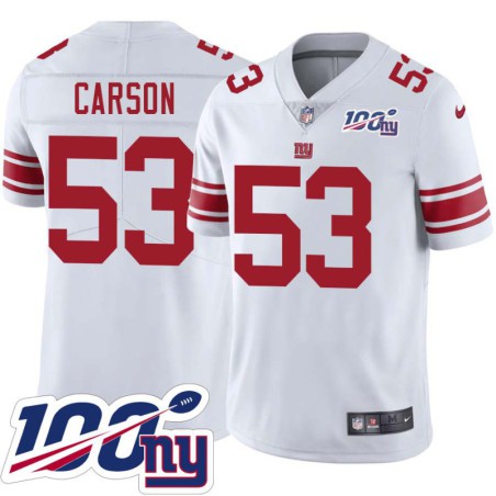 Giants #53 Harry Carson 2024 100 Year White Jersey