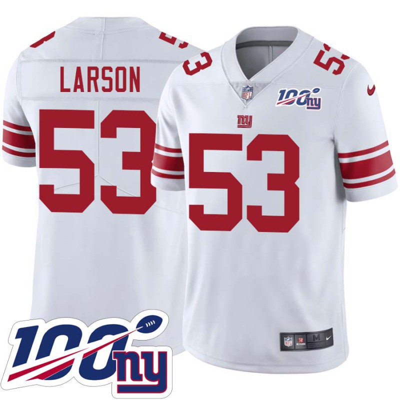 Giants #53 Greg Larson 2024 100 Year White Jersey