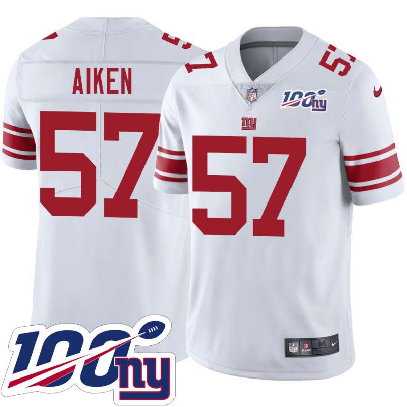 Giants #57 Danny Aiken 2024 100 Year White Jersey