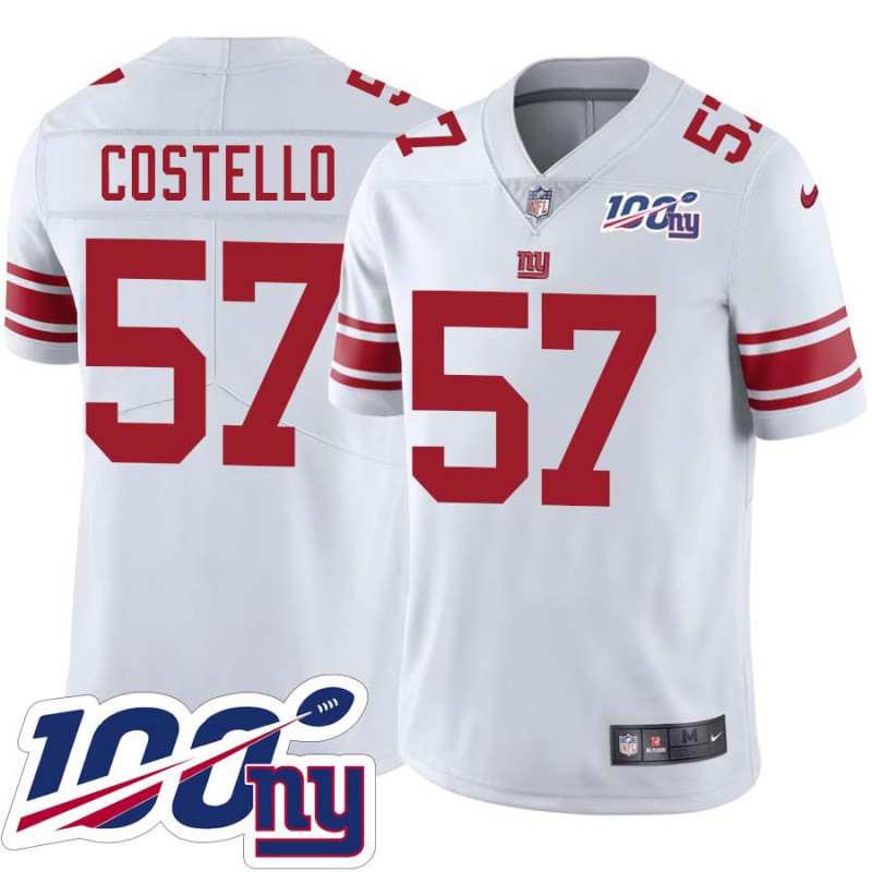 Giants #57 Vince Costello 2024 100 Year White Jersey