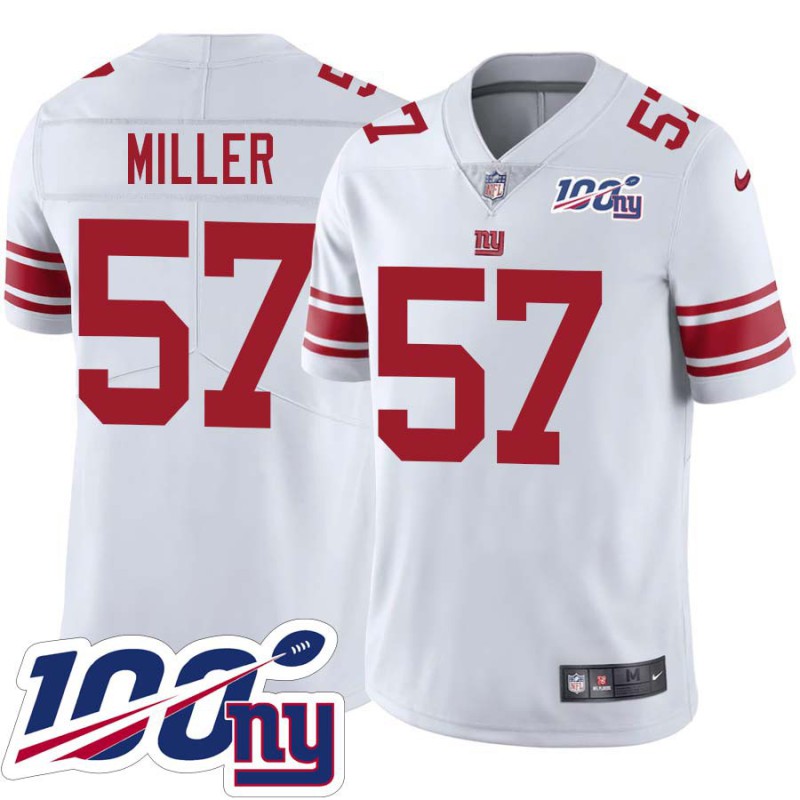 Giants #57 Corey Miller 2024 100 Year White Jersey