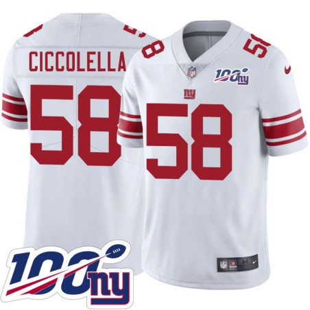 Giants #58 Mike Ciccolella 2024 100 Year White Jersey