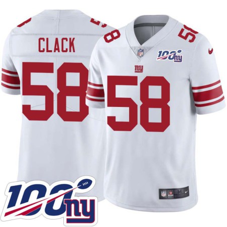 Giants #58 Jim Clack 2024 100 Year White Jersey