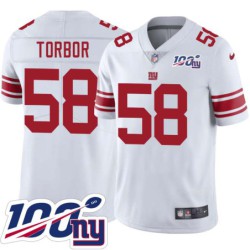 Giants #58 Reggie Torbor 2024 100 Year White Jersey