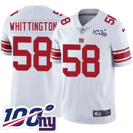 Giants #58 Mike Whittington 2024 100 Year White Jersey