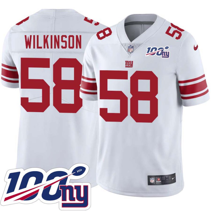 Giants #58 Gerris Wilkinson 2024 100 Year White Jersey