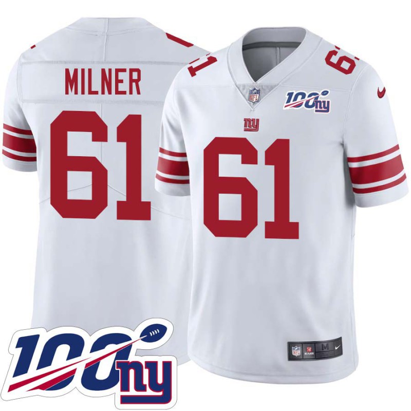 Giants #61 Bill Milner 2024 100 Year White Jersey