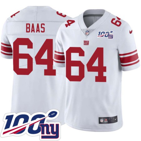 Giants #64 David Baas 2024 100 Year White Jersey