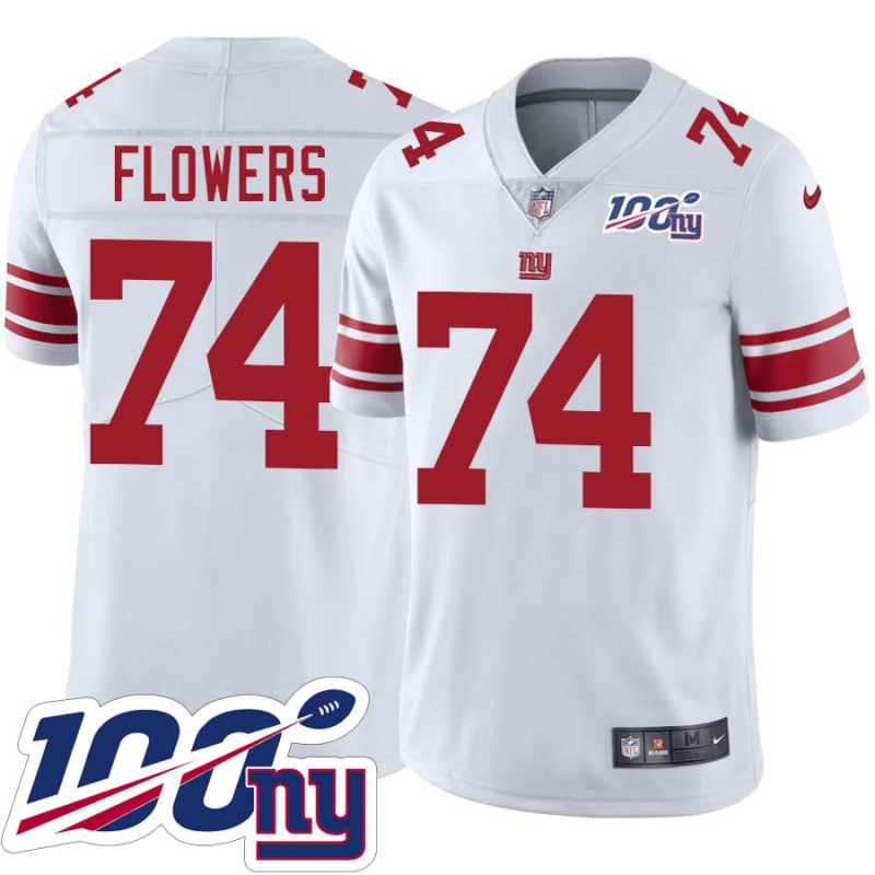 Giants #74 Ereck Flowers 2024 100 Year White Jersey