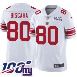 Giants #80 Joe Biscaha 2024 100 Year White Jersey