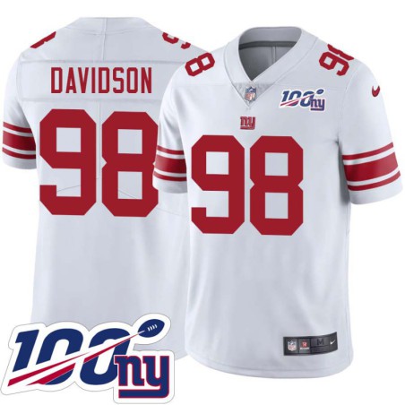 Giants #98 D.J. Davidson 2024 100 Year White Jersey