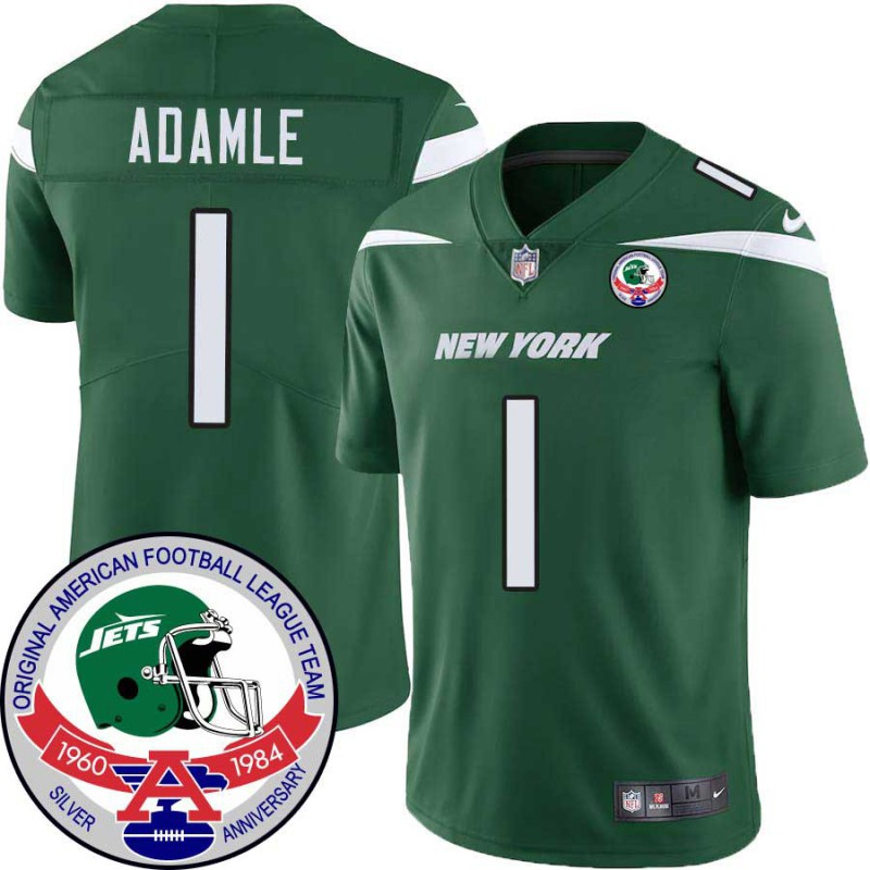 Jets #1 Mike Adamle 1984 Throwback Green Jersey