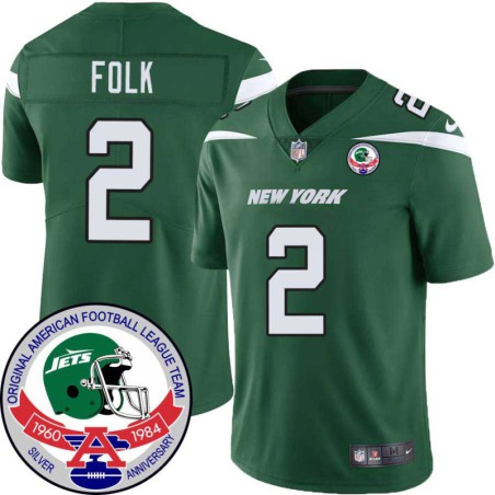 Jets #2 Nick Folk 1984 Throwback Green Jersey