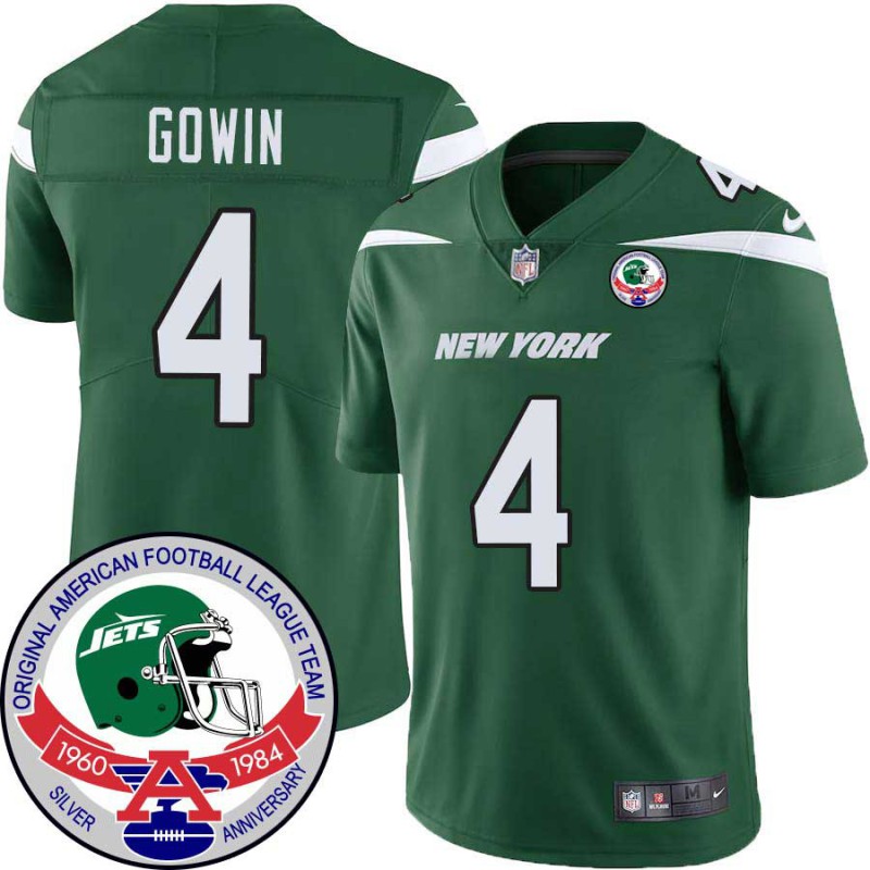 Jets #4 Toby Gowin 1984 Throwback Green Jersey