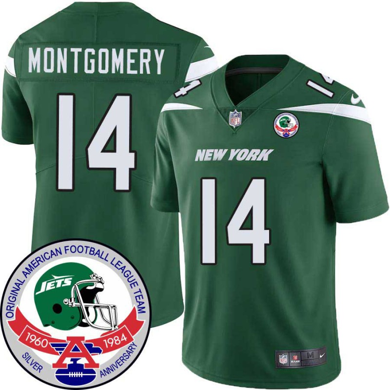 Jets #14 D.J. Montgomery 1984 Throwback Green Jersey