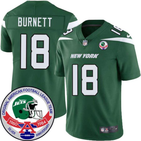 Jets #18 Deontay Burnett 1984 Throwback Green Jersey