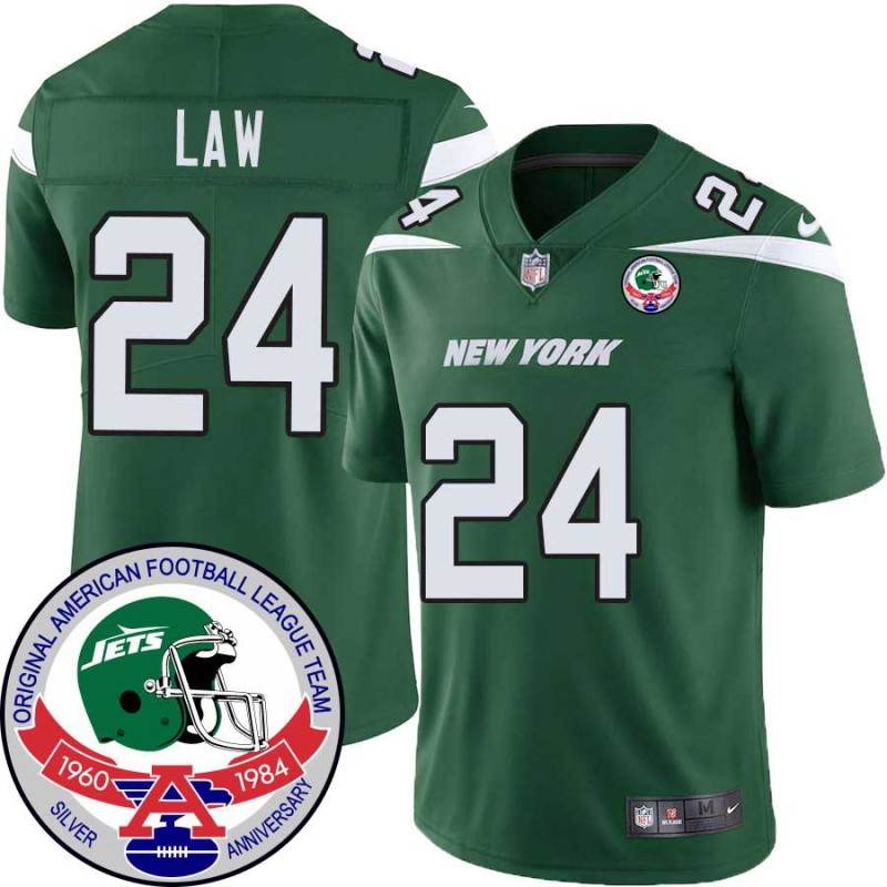 Jets #24 Ty Law 1984 Throwback Green Jersey