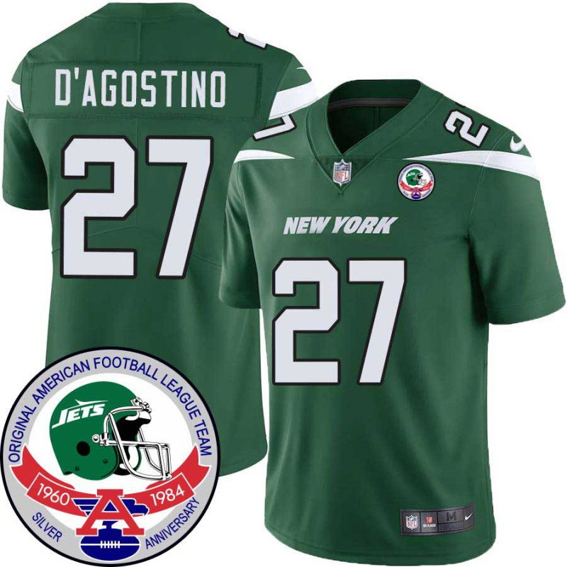 Jets #27 Lou D'Agostino 1984 Throwback Green Jersey