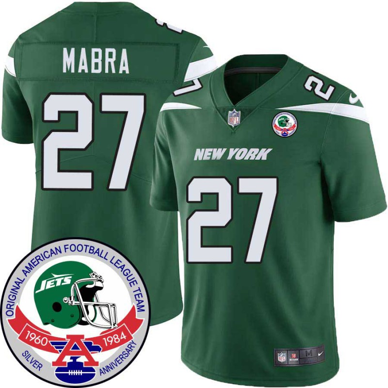 Jets #27 Ron Mabra 1984 Throwback Green Jersey