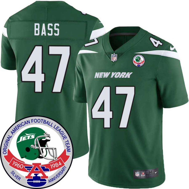 Jets #47 David Bass 1984 Throwback Green Jersey