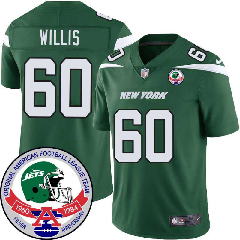 Jets #60 Jordan Willis 1984 Throwback Green Jersey