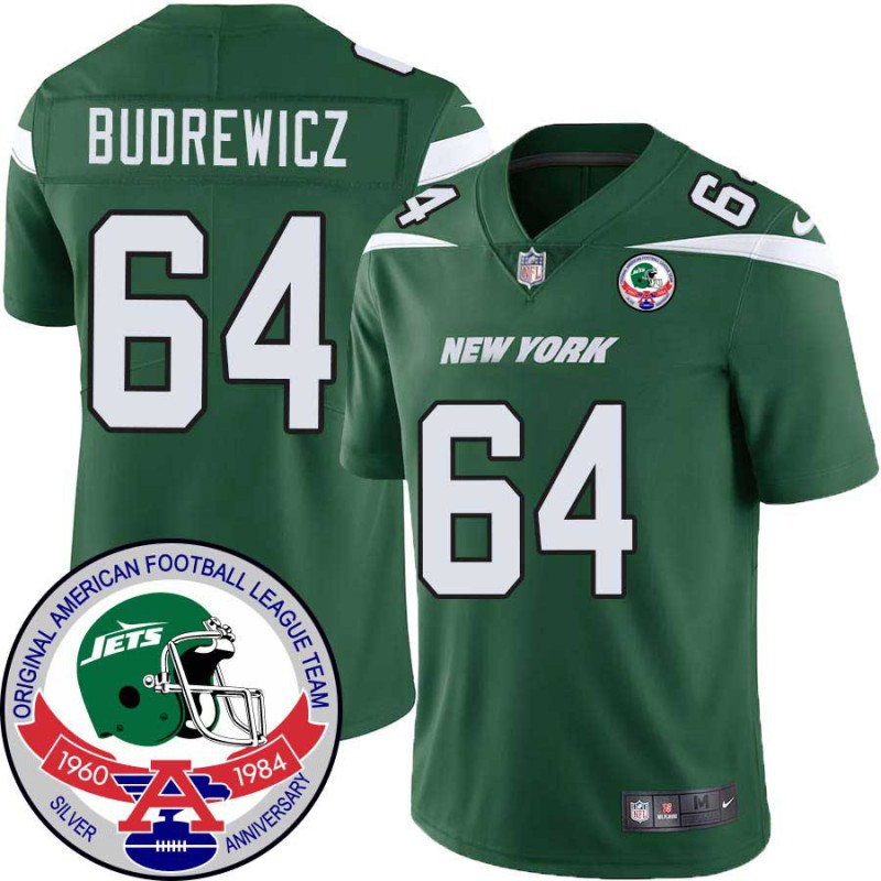 Jets #64 Tom Budrewicz 1984 Throwback Green Jersey