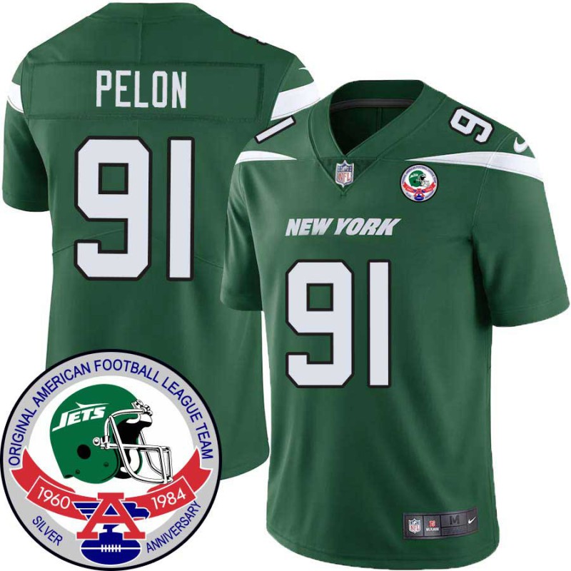 Jets #91 Claude Pelon 1984 Throwback Green Jersey