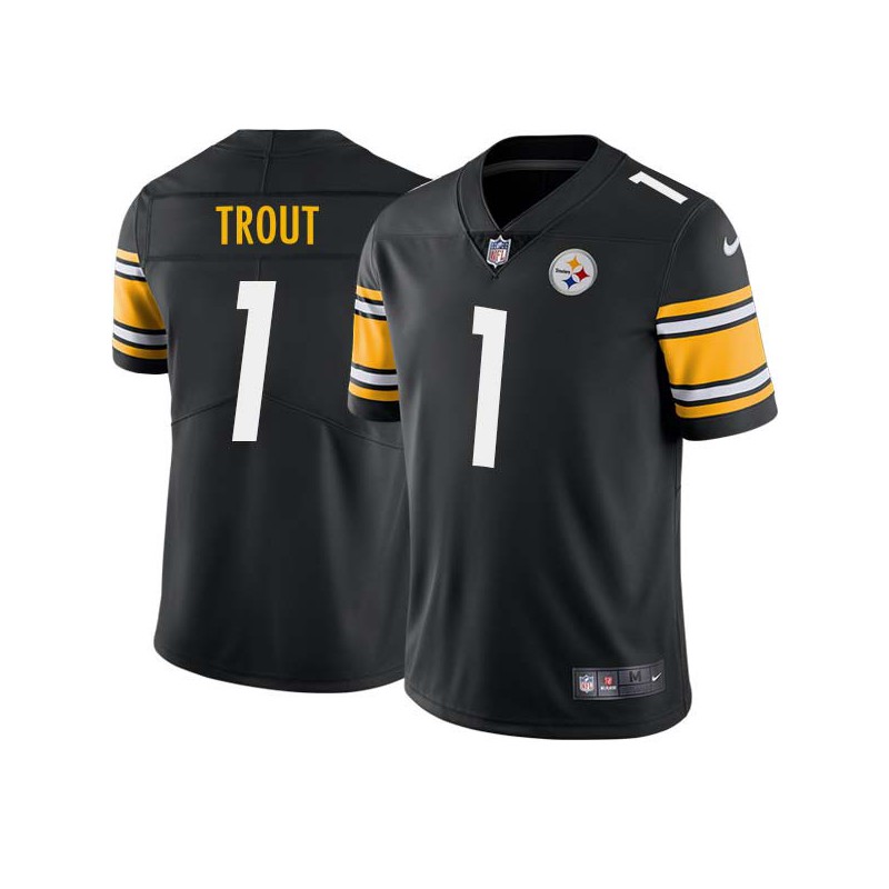 David Trout #1 Steelers Tackle Twill Black Jersey