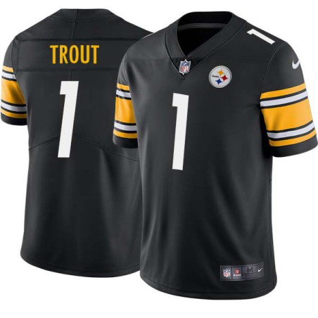 David Trout #1 Steelers Tackle Twill Black Jersey