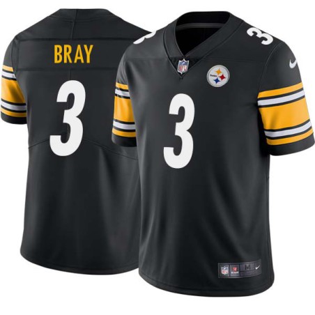 Maury Bray #3 Steelers Tackle Twill Black Jersey