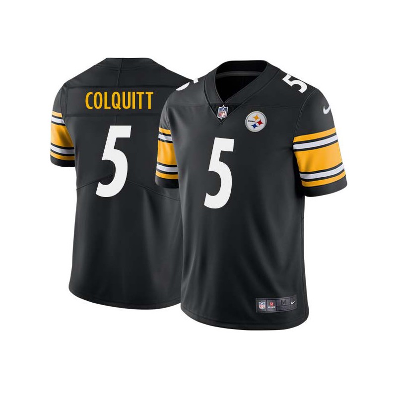 Craig Colquitt #5 Steelers Tackle Twill Black Jersey