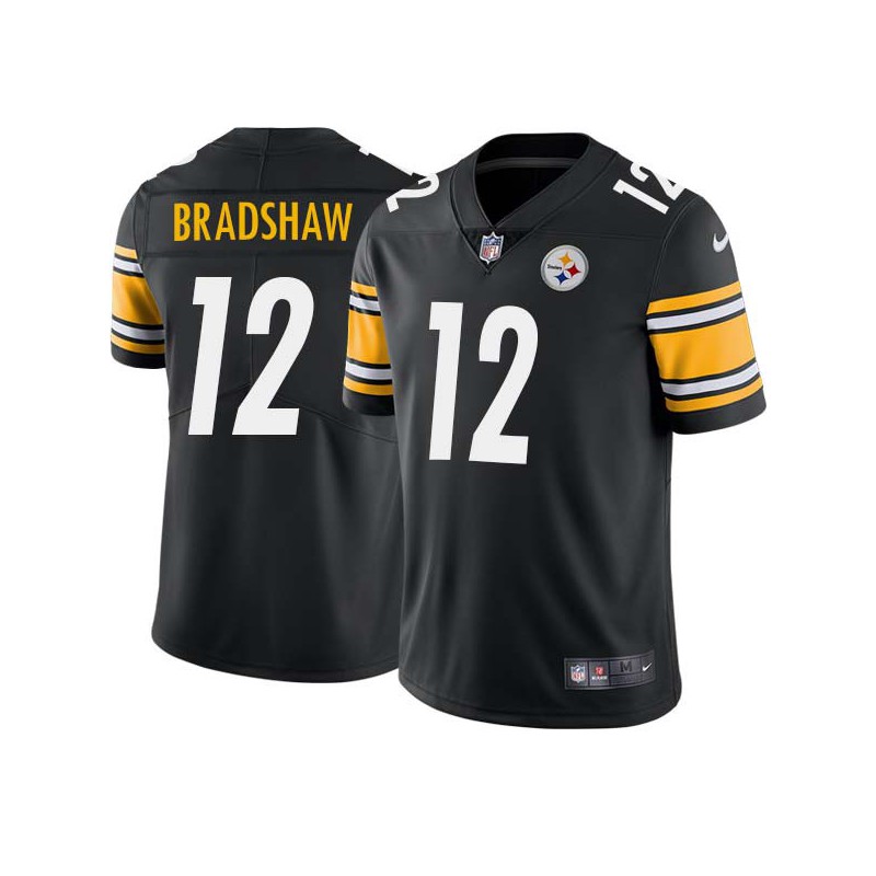 Terry Bradshaw #12 Steelers Tackle Twill Black Jersey