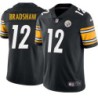 Terry Bradshaw #12 Steelers Tackle Twill Black Jersey