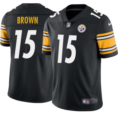 Ed Brown #15 Steelers Tackle Twill Black Jersey