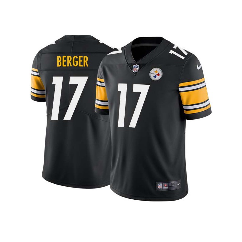 Mitch Berger #17 Steelers Tackle Twill Black Jersey