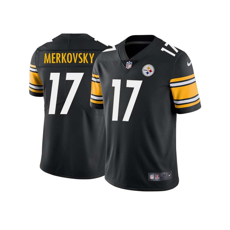 Elmer Merkovsky #17 Steelers Tackle Twill Black Jersey