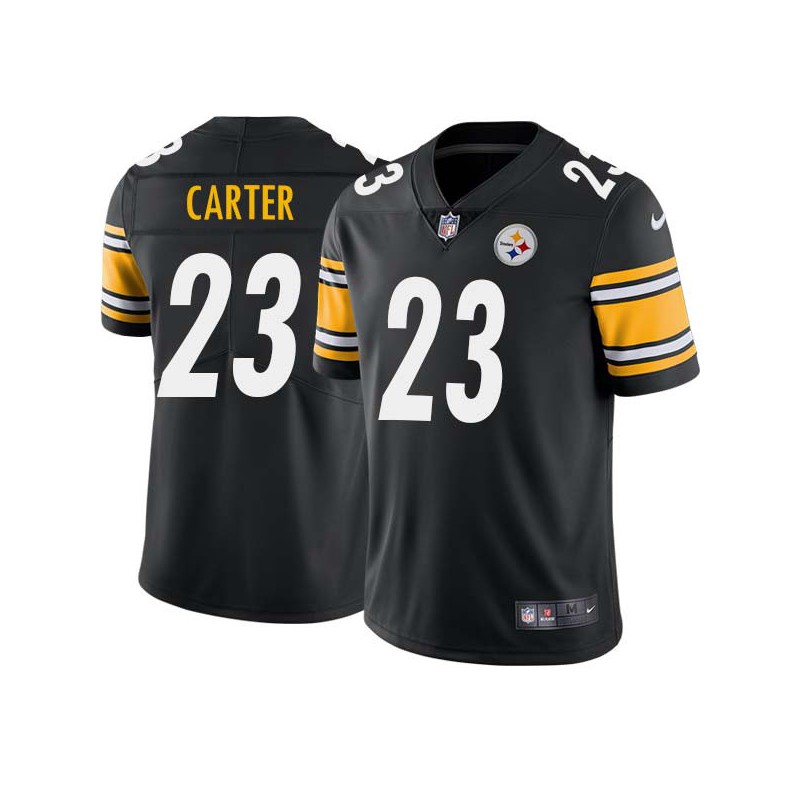 Tyrone Carter #23 Steelers Tackle Twill Black Jersey