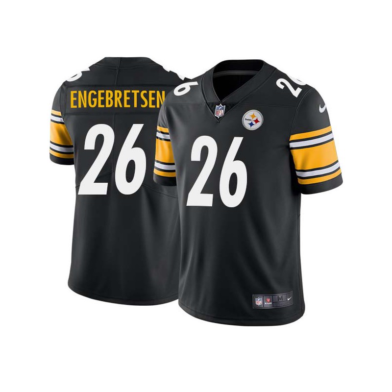 Tiny Engebretsen #26 Steelers Tackle Twill Black Jersey