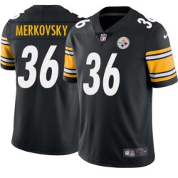 Elmer Merkovsky #36 Steelers Tackle Twill Black Jersey
