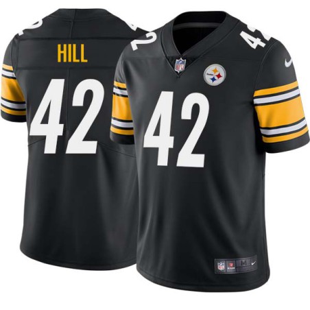 Jim Hill #42 Steelers Tackle Twill Black Jersey