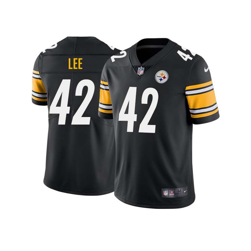 Bernie Lee #42 Steelers Tackle Twill Black Jersey