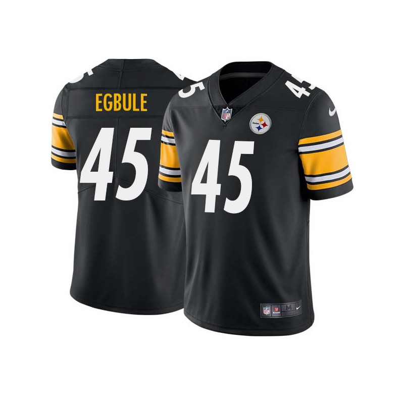 Emeke Egbule #45 Steelers Tackle Twill Black Jersey