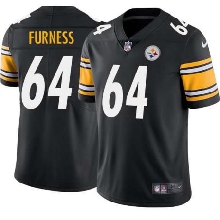 Steve Furness #64 Steelers Tackle Twill Black Jersey