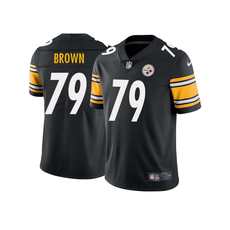 Larry Brown #79 Steelers Tackle Twill Black Jersey