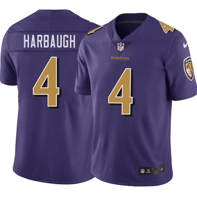 Ravens #4 Jim Harbaugh Purple Jersey