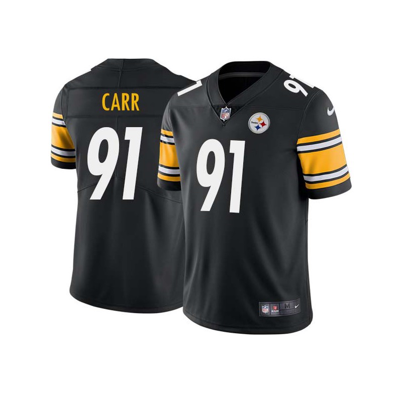 Gregg Carr #91 Steelers Tackle Twill Black Jersey