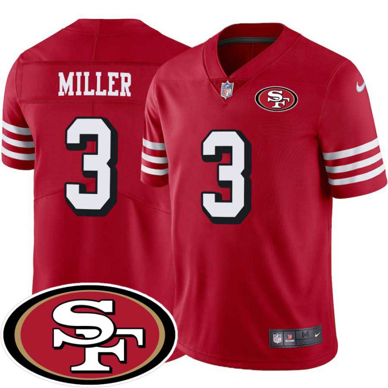 49ers #3 Jim Miller SF Patch Jersey -Red2