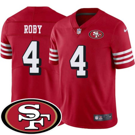 49ers #4 Reggie Roby SF Patch Jersey -Red2