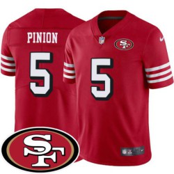 49ers #5 Bradley Pinion SF Patch Jersey -Red2