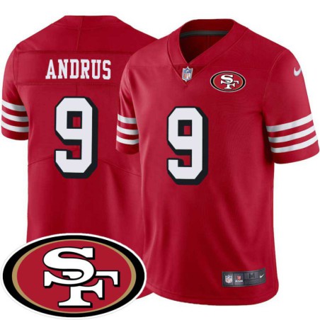 49ers #9 Shane Andrus SF Patch Jersey -Red2